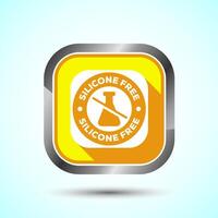 Silicone free icon design illustration, Best Silicone free sign, symbol, Yellow Shadow Button Design vector