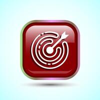 Target goal icon design illustration, Goal sign symbol, Red color square button design vector