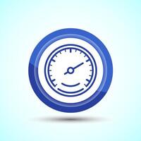Speedometer Icon design illustration, Speed indicator sign symbol, Blue color button design vector