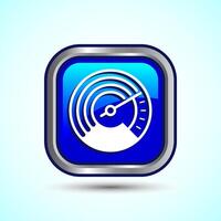 Speedometer Icon design illustration, Speed indicator sign symbol, Blue color square button design vector