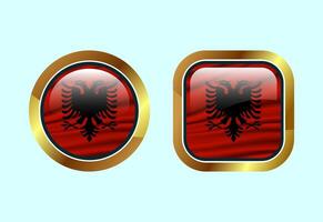 Glossy flag button of Albania, High quality web button design vector