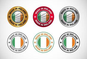 Made in Ireland label icon with flag. Icon set for business, badge, seal, sticker, logo, and symbol vector