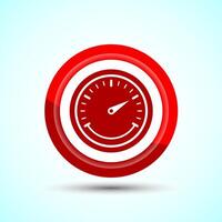Speedometer Icon design illustration, Speed indicator sign symbol, Red color button design vector