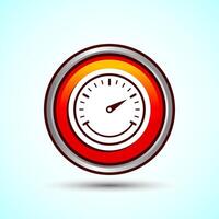 Speedometer Icon design illustration, Speed indicator sign symbol, Orange color round button design vector