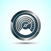 Speedometer Icon design illustration, Speed indicator sign symbol, Gray color round button design vector