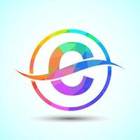 English alphabet C with swoosh or ocean wave logo design. Graphic alphabet symbol for corporate business identity vector