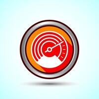 Speedometer Icon design illustration, Speed indicator sign symbol, Orange shadow button design vector