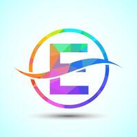 English alphabet E with swoosh or ocean wave logo design. Graphic alphabet symbol for corporate business identity vector
