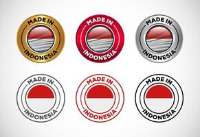 Made in Indonesia label icon with flag. Icon set for business, badge, seal, sticker, logo, and symbol vector