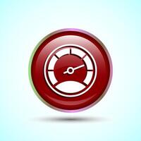 Speedometer Icon design illustration, Speed indicator sign symbol, Red color round button design vector