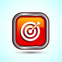 Target goal icon design illustration, Goal sign symbol, Orange color square button design vector