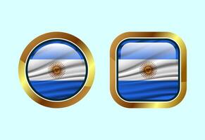 Glossy flag button of Argentina, High quality web button design vector