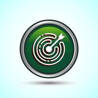 Target goal icon design illustration, Goal sign symbol, Green color round button design vector
