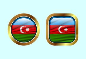 Glossy flag button of Azerbaijan, High quality web button design vector