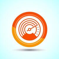 Speedometer Icon design illustration, Speed indicator sign symbol, Orange color button design vector