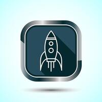 Rocket icon design illustration, Business start up symbol, Rocket launching sign, Gray Shadow Button Design vector