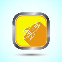 Rocket icon design illustration, Business start up symbol, Rocket launching sign, Yellow Shadow Button Design vector