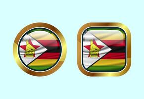 Glossy flag button of Zimbabwe, High quality web button design vector