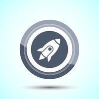 Rocket icon design illustration, Business start up symbol, Rocket launching sign, Gray Color Button Design vector