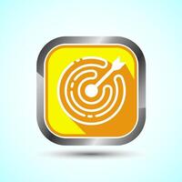 Target goal icon design illustration, Goal sign symbol, Yellow shadow button design vector