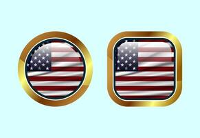 Glossy flag button of United States, High quality web button design vector