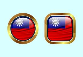 Glossy flag button of Taiwan, High quality web button design vector
