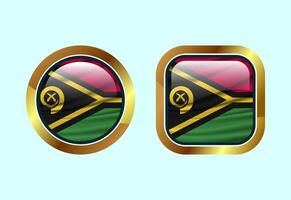 Glossy flag button of Vanuatu, High quality web button design vector