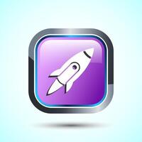 Rocket icon design illustration, Business start up symbol, Rocket launching sign, Pink Color Square Button Design vector