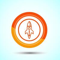 Rocket icon design illustration, Business start up symbol, Rocket launching sign, Orange Color Button Design vector