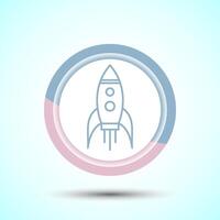 Rocket icon design illustration, Business start up symbol, Rocket launching sign, Pastel Color Button Design vector
