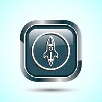 Rocket icon design illustration, Business start up symbol, Rocket launching sign, Gray Color Square Button Design vector
