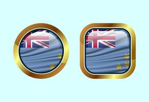 Glossy flag button of Tuvalu, High quality web button design vector