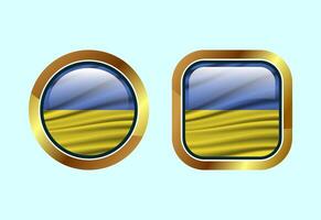 Glossy flag button of Ukraine, High quality web button design vector