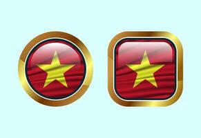 Glossy flag button of Vietnam, High quality web button design vector