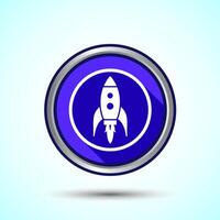 Rocket icon design illustration, Business start up symbol, Rocket launching sign, Blue Shadow Button Design vector