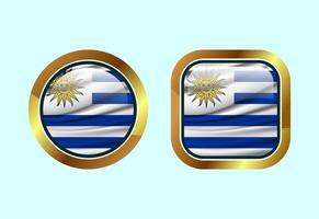Glossy flag button of Uruguay, High quality web button design vector