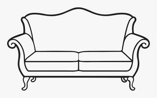 Modern sofa minimal line art image clipart illustration vector