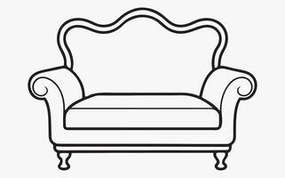 Simple sofa line art image clipart vector