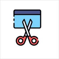 A pair of scissors and a credit card icon vector