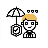 A man holding an umbrella and a check mark vector