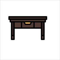 A table with a drawer on it vector