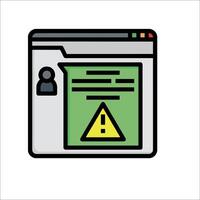 A computer screen with a warning sign on it vector