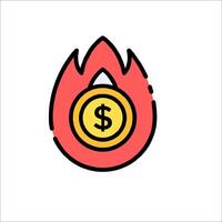 A fire with a dollar sign on it vector