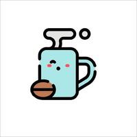 A coffee maker with a face and a coffee bean vector