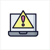 A laptop with a warning sign on it vector