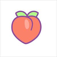 A peach icon with a green leaf on it vector
