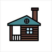 A small house with a chimney on top vector