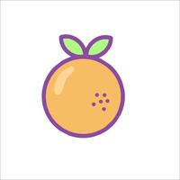An orange with a green leaf on it vector