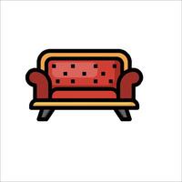 A red couch on a white background vector