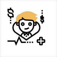 A cartoon man with a heart and dollar signs vector